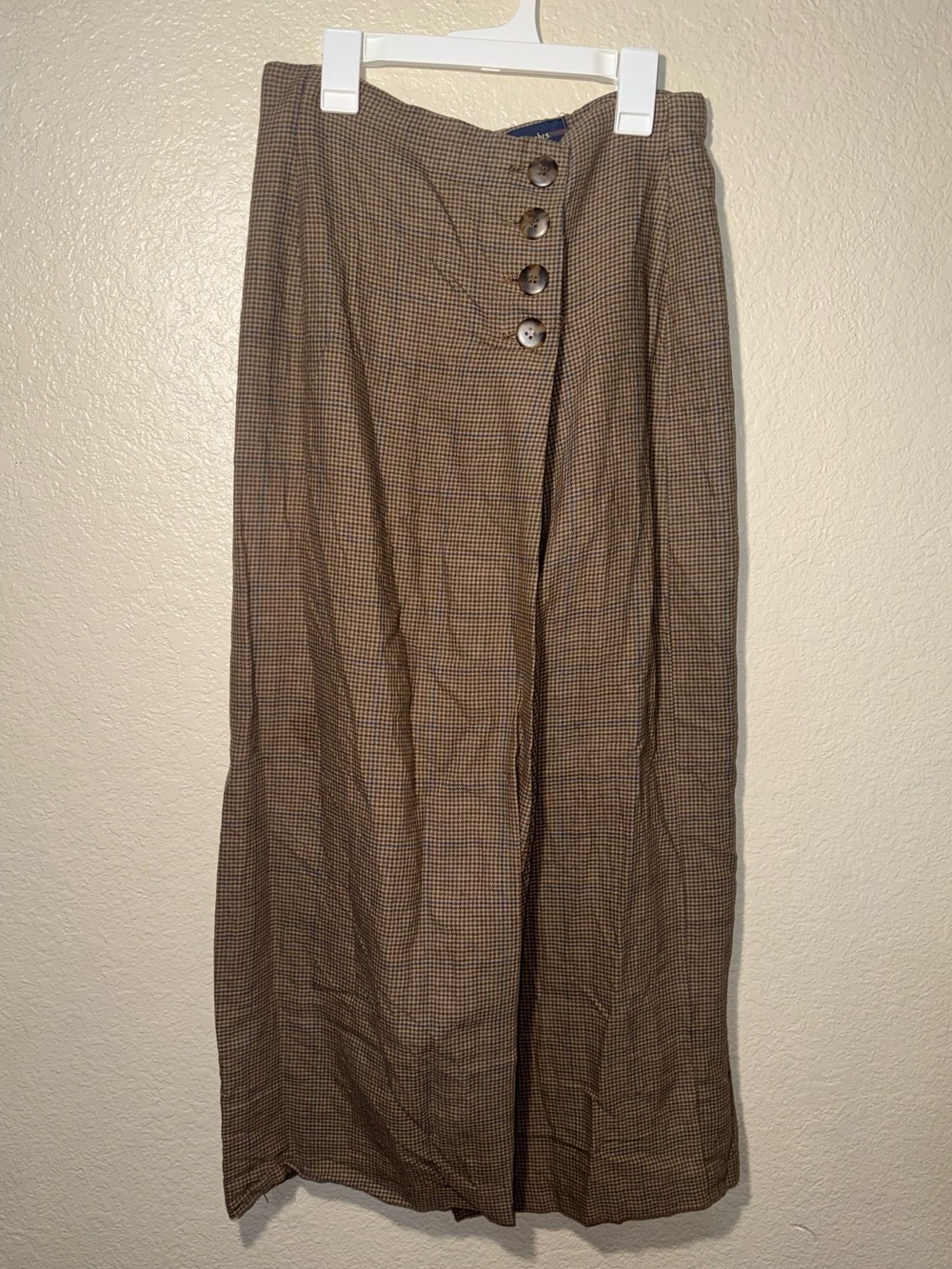 Vintage Breeches Houndstooth Wrap Skirt Dark Academia Brown Size 10